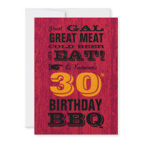 30th Birthday BBQ Grill Out Personalized Invite