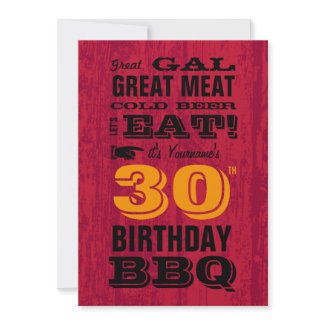 30th Birthday BBQ Grill Out Personalized Invite