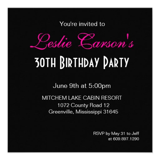 30th Birthday Cocktail Party pink Announcements