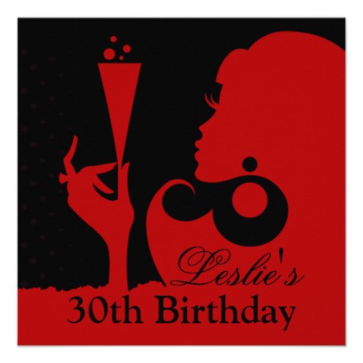 30th Birthday Cocktail Party red Announcement