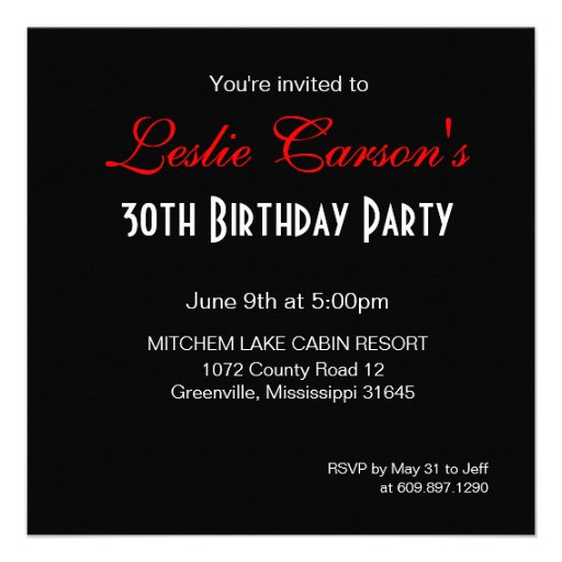 30th Birthday Cocktail Party red Announcement