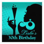 30th Birthday Cocktail Party teal Custom Announcements