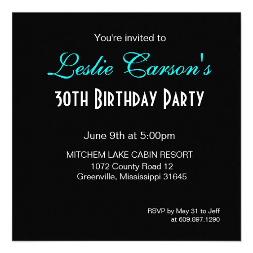 30th Birthday Cocktail Party teal Custom Announcements