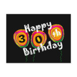 30th Birthday Colorful Balloons Post Cards