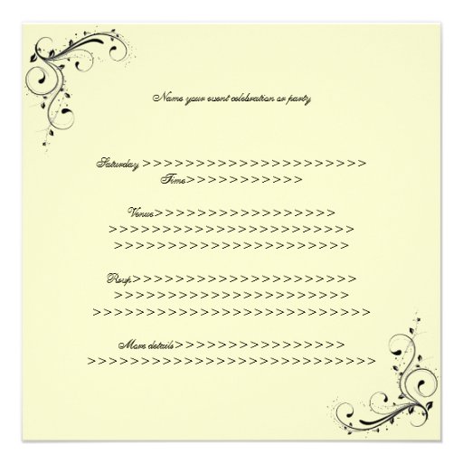 30th Birthday Cream & Black Floral Swirls Personalized Announcement