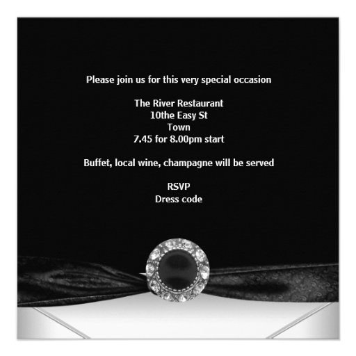 30th Birthday Diamond Image Black White Silver Invitation