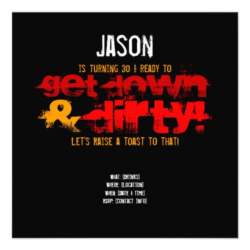 30th Birthday - Dirty 30 & Thirsty Invitation
