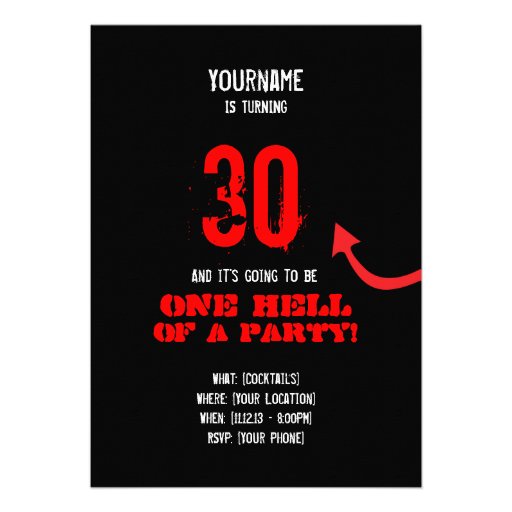 30th Birthday - Hell of a Party Custom Invites