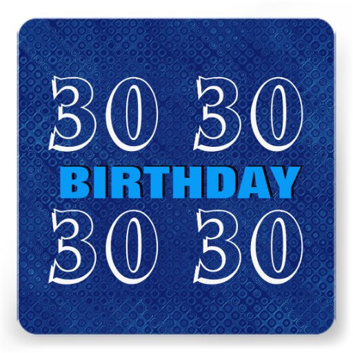 30th Birthday Modern Blue and Orange Personalized Invite