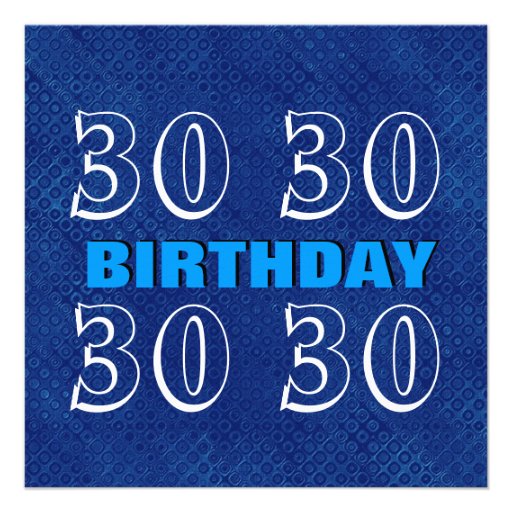 30th Birthday Modern Blue and Silver Custom Invite