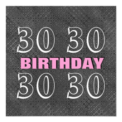 30th Birthday Modern Gray Silver Pink C949 Announcement