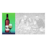 30th birthday or anniversary : wine bottle &amp; glass photo card