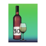 30th birthday or anniversary : wine bottle & glass post cards