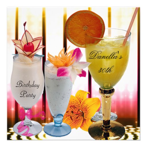 30th Birthday Party Drinks Cocktails Invite Zazzle