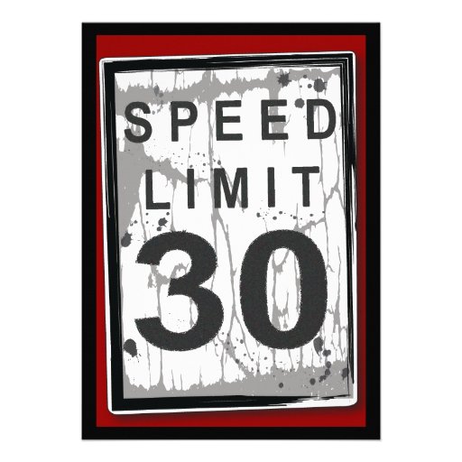 30th Birthday Party Grungy Speed Limit Sign Announcement