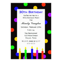 30th Birthday Party Invitation -- Candles and Dots
