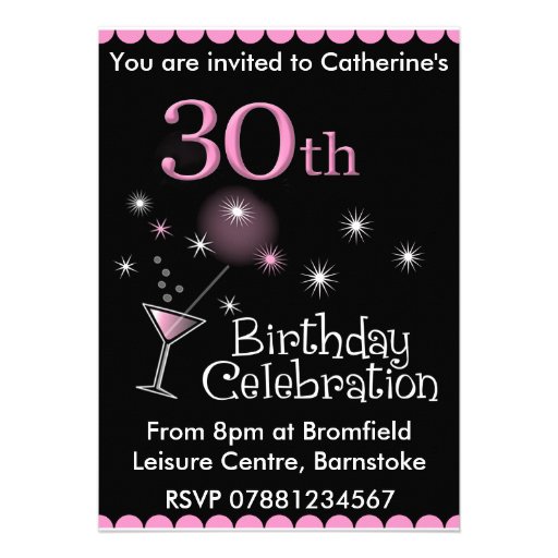 30th Birthday Party Invitation - Cocktail Glass