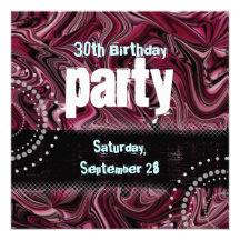 30th Birthday Party Invitation ~ Red Marbled