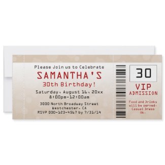 30th Birthday Party Invitation Sand Ticket invitation