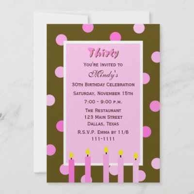 30th Birthday Party Invitations on 30th Birthday Party Invitations    Pink Polka Dots From Zazzle    30th