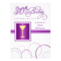 30th Birthday Party Invitations - with Monogram