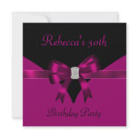 30th Birthday Party Jewel Bow Black Deep Pink invitations