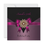 30th Birthday Party Jewel Bow Black Purple Pink Invitation