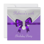 30th Birthday Party Jewel Bow White Purple 2 invitations