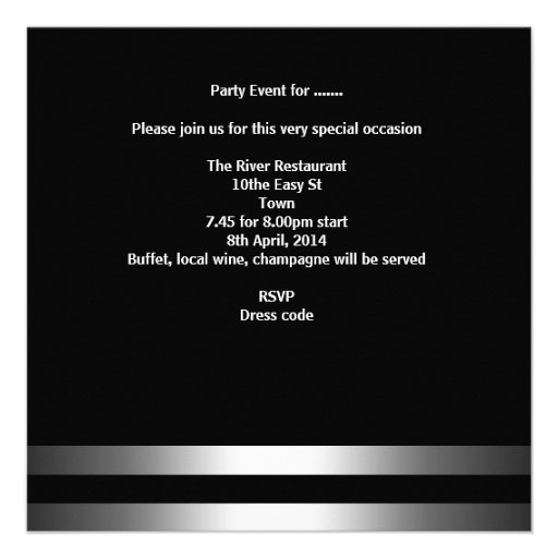 30th Birthday Party Mens Drinks Black Silver Invitations