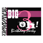 30th Birthday Party - Pink Zebra Template invitations