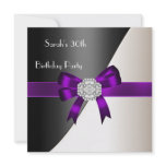 30th Birthday Party Purple White Black Diamond Invitations