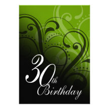 30th Birthday Party Swirl Custom Announcements