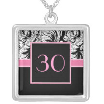 30th Birthday Pendant - Elegant Damask