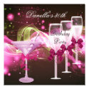 30th Birthday Pink Martini Champagne Personalized Announcements