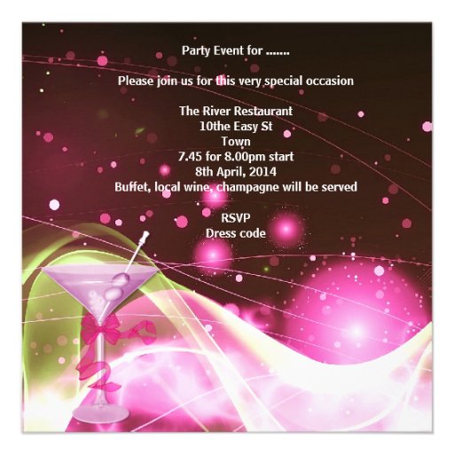 30th Birthday Pink Martini Champagne Personalized Announcements