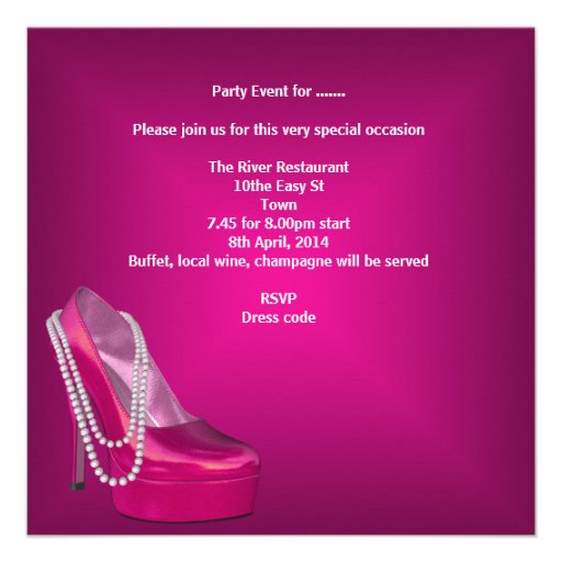 30th Birthday Pink Shoes Hi Heels Champagne 2 Personalized Invitations