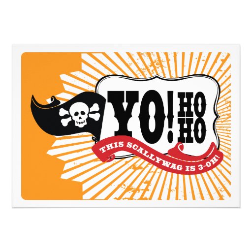 30th Birthday Pirate Party Invitations - Yo Ho Ho (front side)