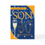 30th Birthday Son - Champagne Glass Greeting Cards