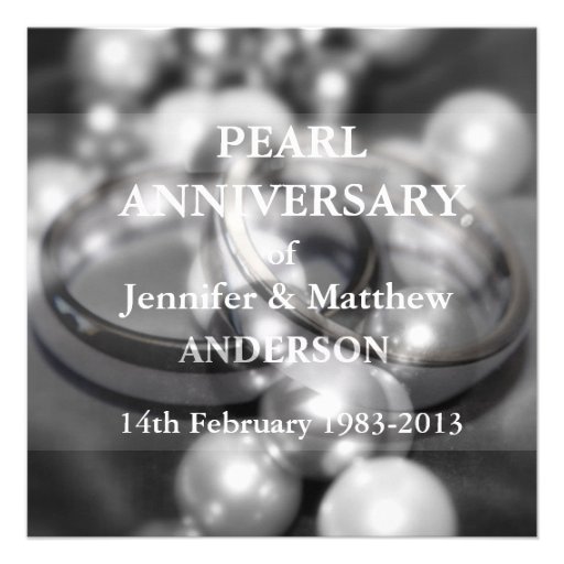 30th Pearl Wedding Anniversary Celebaration(B&W) Invitation (front side)