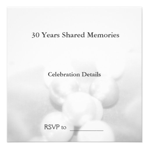30th Pearl Wedding Anniversary Celebaration(B&W) Invitation