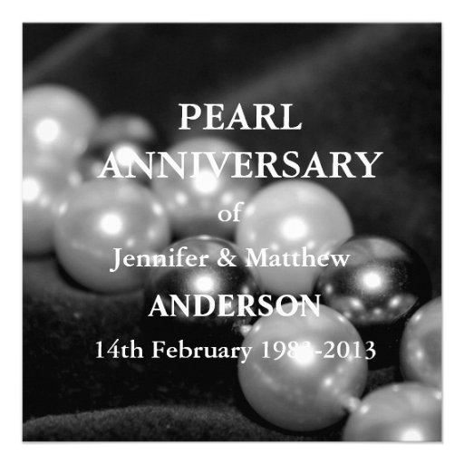 30th Pearl Wedding Anniversary Celebarationll(B&W) Personalized Announcements (front side)