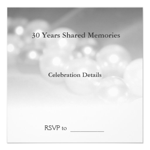 30th Pearl Wedding Anniversary Celebarationll(B&W) Personalized Announcements