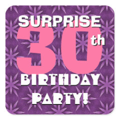 30th SURPRISE Birthday Fireworks Pink and Purple Sticker