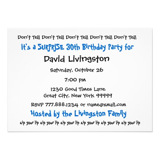 30th SURPRISE Birthday Party Invitation Aqua Black