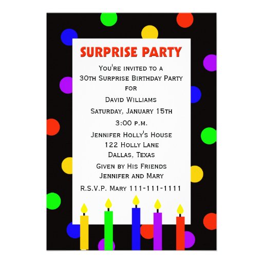 30th Surprise Birthday Party Invitation -- Dots