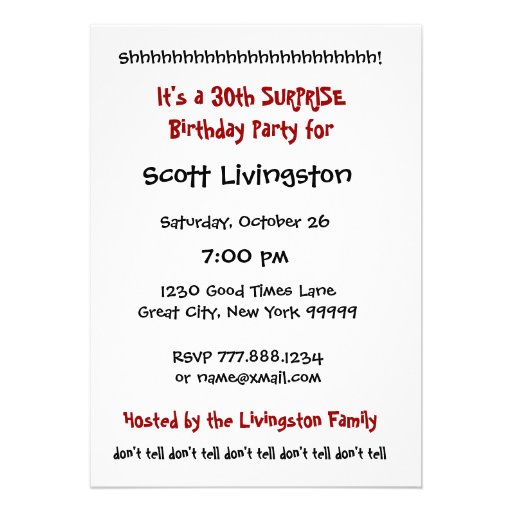 30th SURPRISE Birthday Party Invitation Template