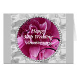 30th Wedding Anniversary Card, Pearls & Pink Flora