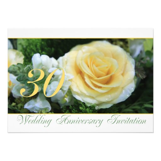 30th Wedding Anniversary Invitation - Yellow Rose (front side)