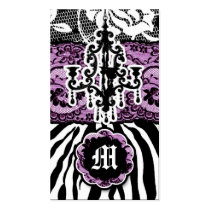 311-2 WILD MIX N' MATCH ZEBRA PURPLE BUSINESS CARD TEMPLATE