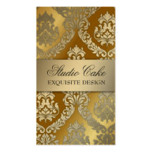 311 Alonnah Damask Golden Metallic Business Cards